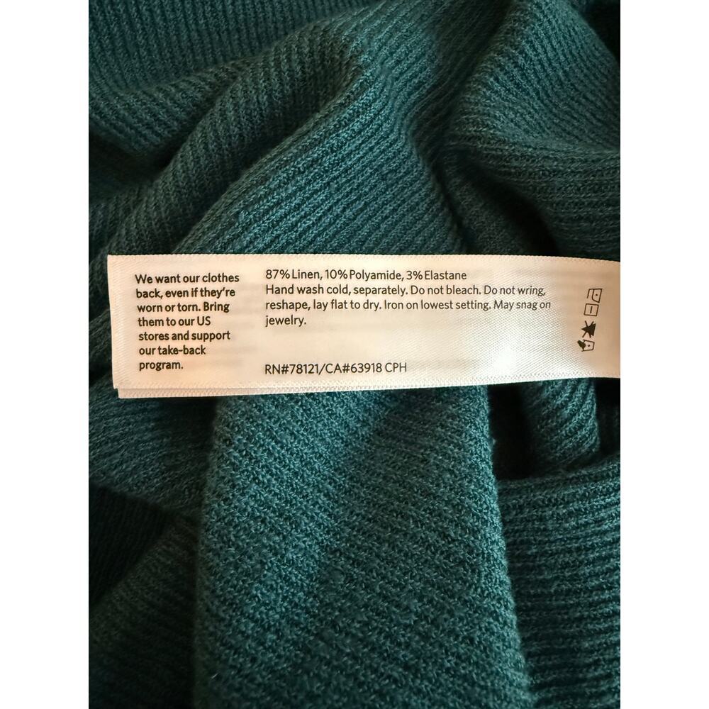 Eileen Fisher Women’s Linen Crepe Stretch Crew Neck Top Size L Teal Long Sleeve - Picture 7 of 7